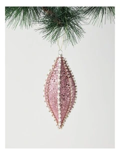 Luxe Christmas Plastic Glitter & Gems Finial in Pink: 17cm