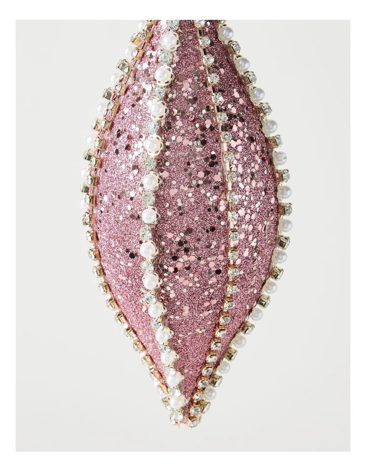 Luxe Christmas Plastic Glitter & Gems Finial in Pink: 17cm image 2