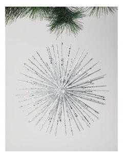 Luxe Christmas Oversized Glitter Snowflake Ornament in Silver: 27cm