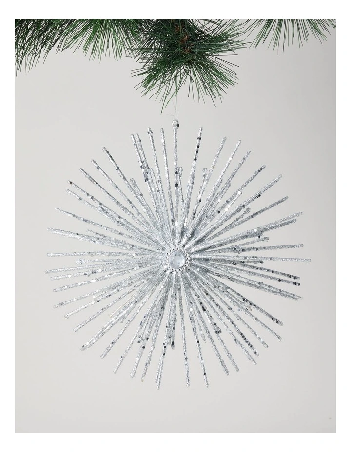 Luxe Christmas Oversized Glitter Snowflake Ornament in Silver: 27cm image 1