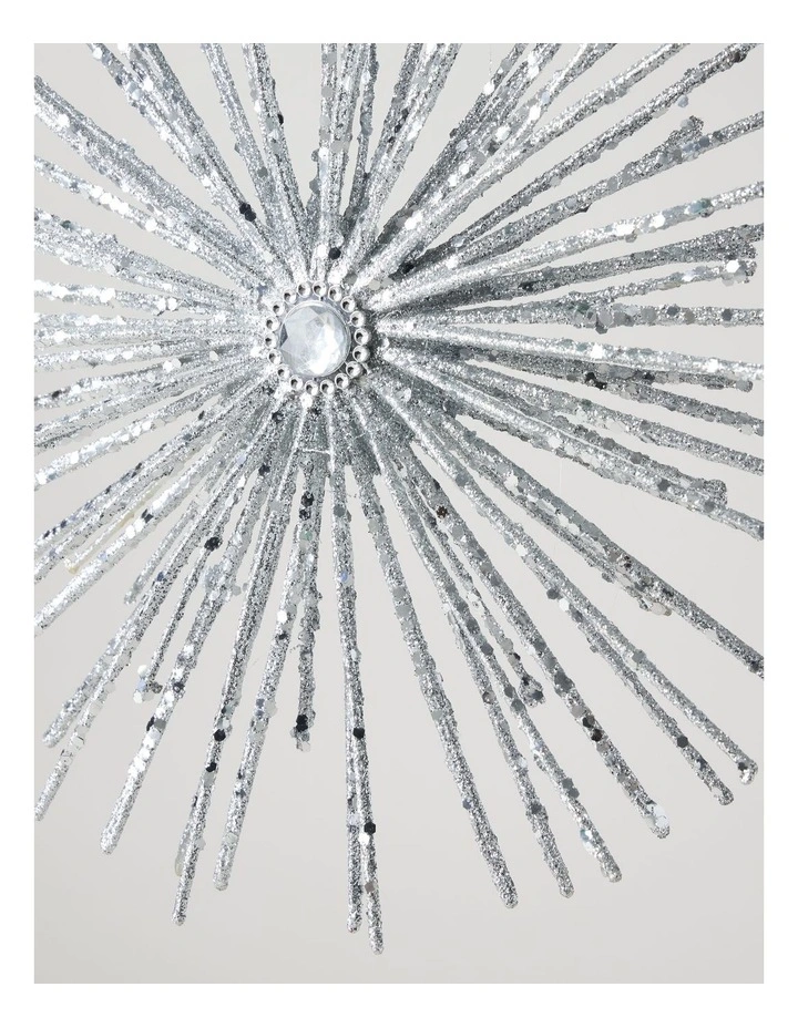 Luxe Christmas Oversized Glitter Snowflake Ornament in Silver: 27cm image 2