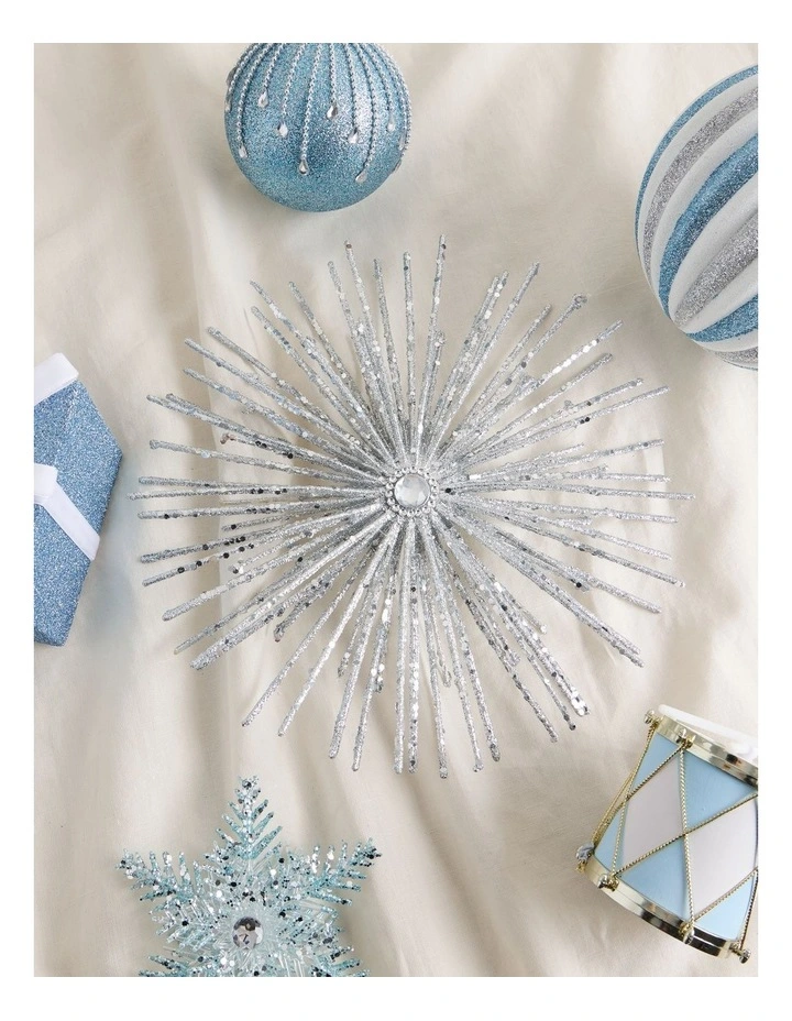 Luxe Christmas Oversized Glitter Snowflake Ornament in Silver: 27cm image 3
