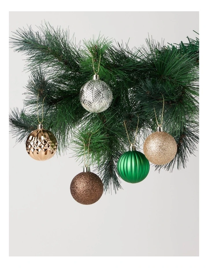Harvest Shatterproof Ornaments 50pk in Green, Gold, and Brown: 6cm image 2