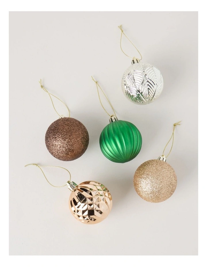 Harvest Shatterproof Ornaments 50pk in Green, Gold, and Brown: 6cm image 3