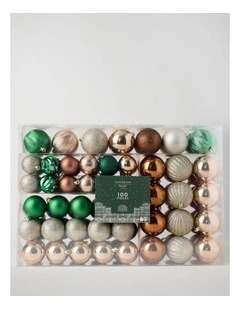 Harvest Shatterproof Baubles 100pk in Gold, Green, and Brown: 5/6/7cm