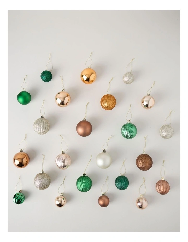 Harvest Shatterproof Baubles 100pk in Gold, Green, and Brown: 5/6/7cm image 2