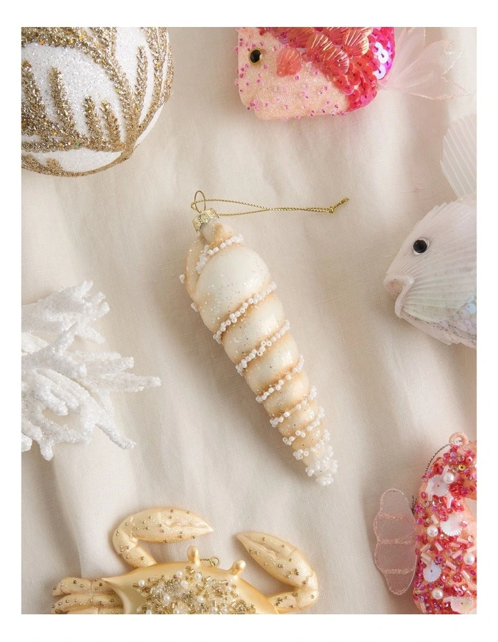 Eucalyptus Screw Shell Ornament in Brown: 13cm image 3