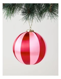 Nostalgia Christmas Oversized Satin Bauble in Pink and Red: 15cm