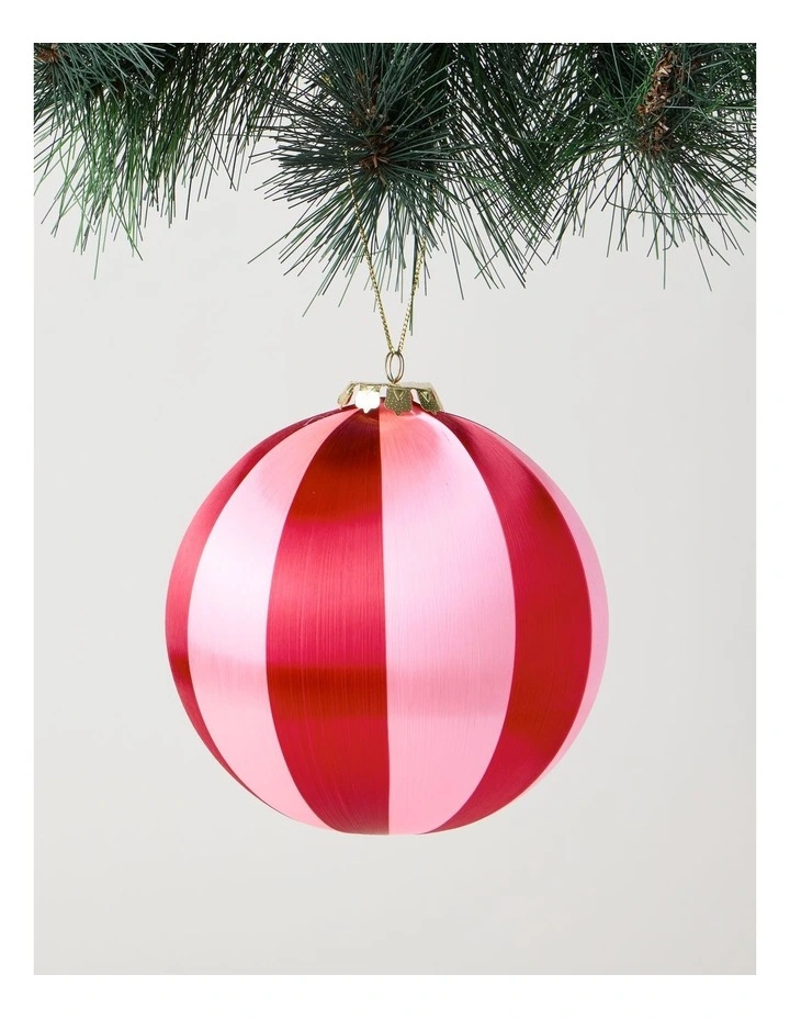 Nostalgia Christmas Oversized Satin Bauble in Pink and Red: 15cm image 1