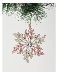Luxe Christmas Plastic Snowflake Ornament in Pink and Champagne: 14cm