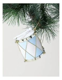 Luxe Christmas Plastic Drum Ornament in Blue: 7cm