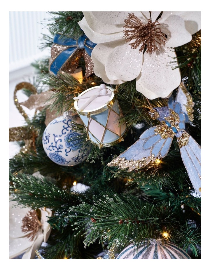 Luxe Christmas Plastic Drum Ornament in Blue: 7cm image 2