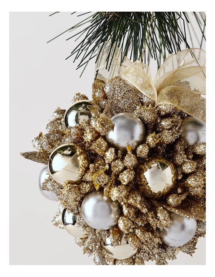 Luxe Christmas Champagne Plastic Berry Kissing Ball image 2