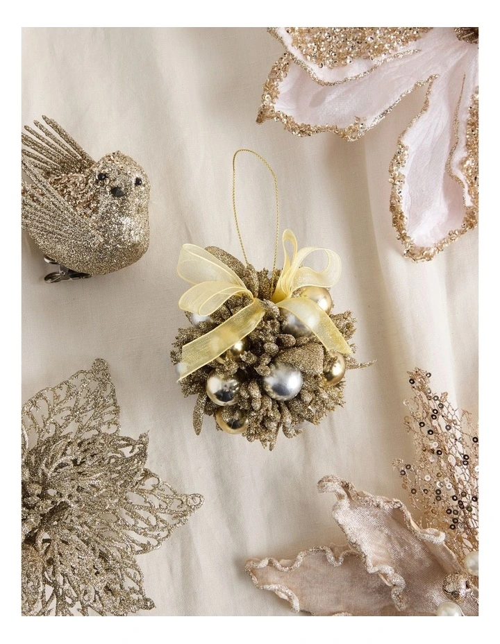 Luxe Christmas Champagne Plastic Berry Kissing Ball image 3