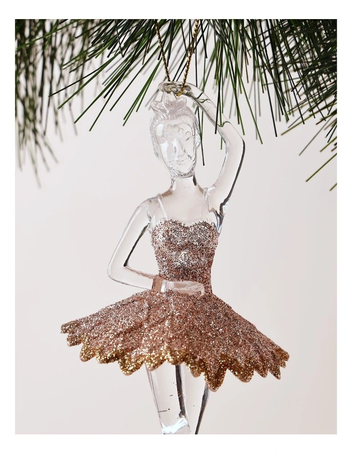 Luxe Christmas Pink Plastic Glitter Ballerina Wearing Glitter Pink Tutu Assorted image 2