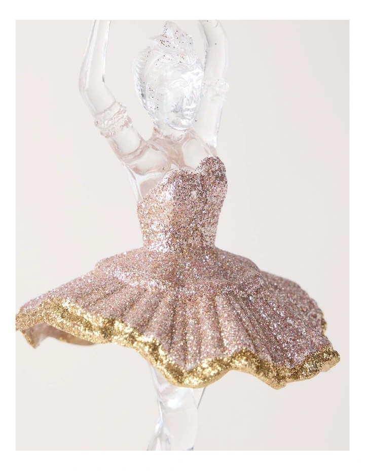 Luxe Christmas Pink Plastic Glitter Ballerina Wearing Glitter Pink Tutu Assorted image 2