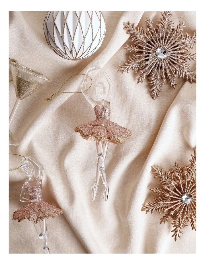Luxe Christmas Pink Plastic Glitter Ballerina Wearing Glitter Pink Tutu Assorted image 3
