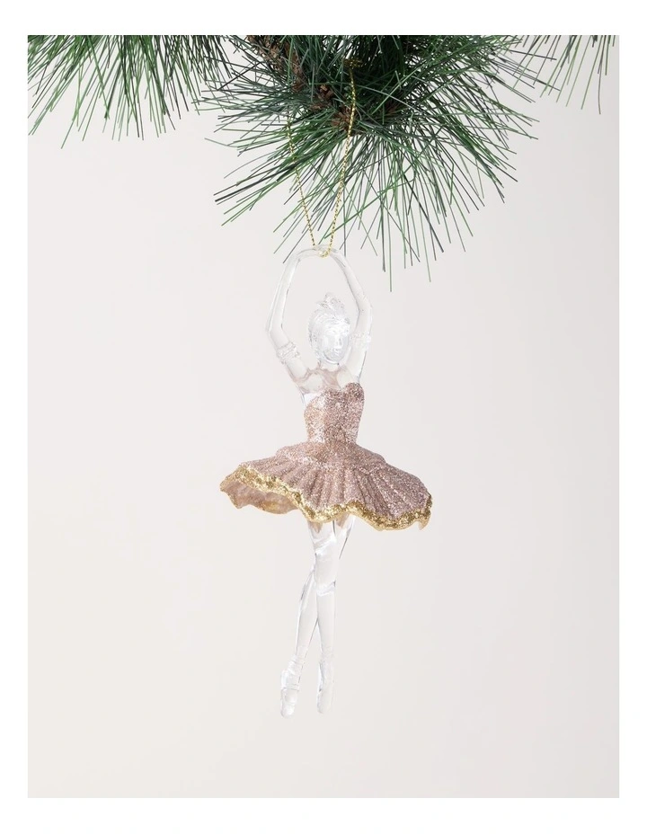 Luxe Christmas Pink Plastic Glitter Ballerina Wearing Glitter Pink Tutu Assorted image 3