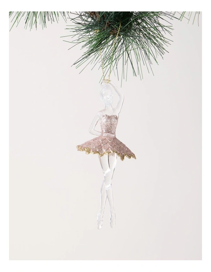 Luxe Christmas Pink Plastic Glitter Ballerina Wearing Glitter Pink Tutu Assorted image 4