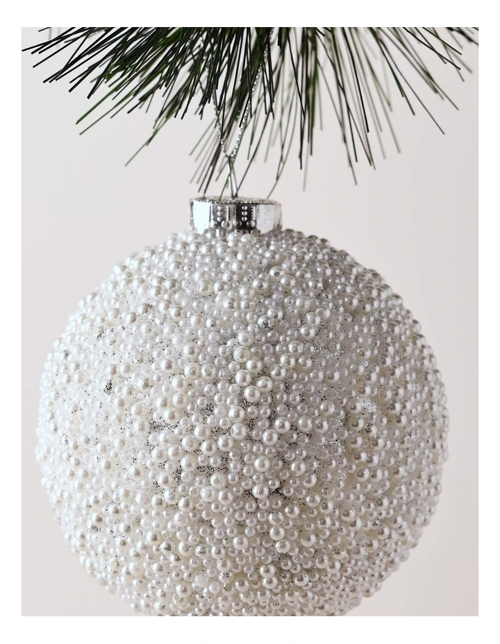 Luxe Christmas White Pearl Bauble image 2