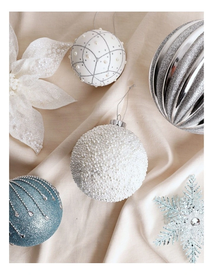Luxe Christmas White Pearl Bauble image 3