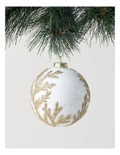 Eucalyptus Christmas White Styrofoam Ball withPale Gold Leaves