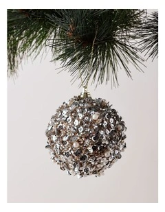 Luxe Christmas 80mm Pink Glittered and Sequin Pearl Bauble