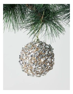 Luxe Christmas 80mm Pink Glittered and Sequin Pearl Bauble