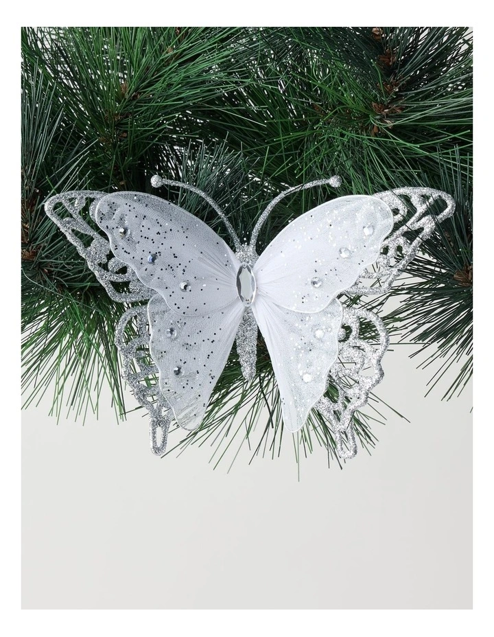 Luxe Christmas Glitter & Mesh Butterfly Clip image 1