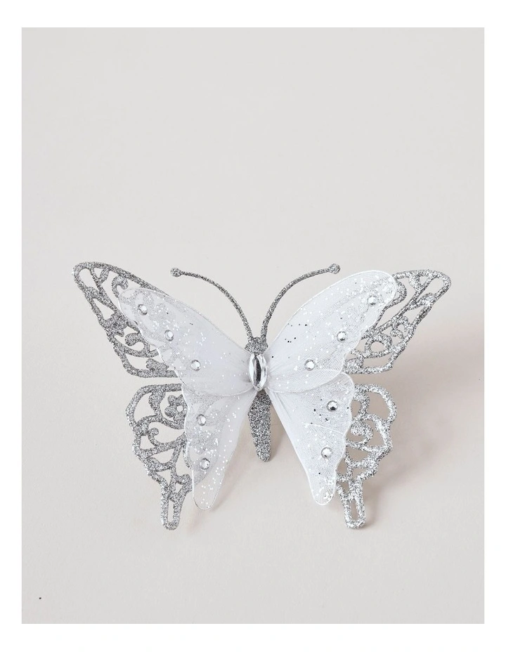 Luxe Christmas Glitter & Mesh Butterfly Clip image 2