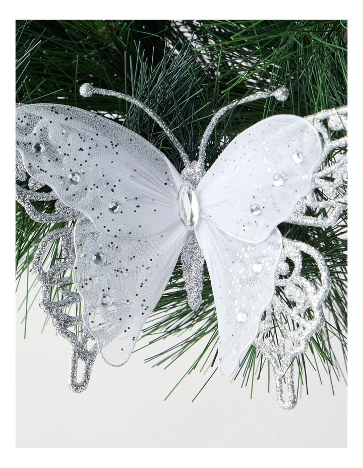Luxe Christmas Glitter & Mesh Butterfly Clip image 2