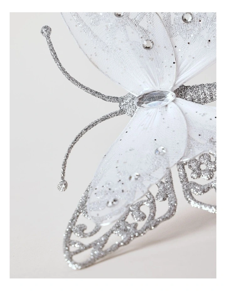 Luxe Christmas Glitter & Mesh Butterfly Clip image 3