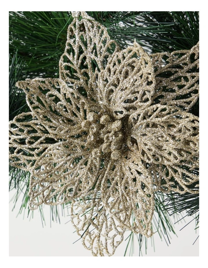 Luxe Christmas 20 cm Glittered Lace Poinsettia Clip image 2