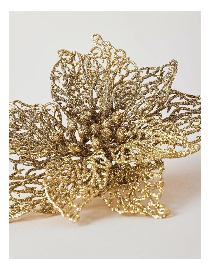 Luxe Christmas 20 cm Glittered Lace Poinsettia Clip image 3