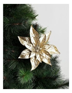Luxe Foil Faux Poinsettia & Gems Clip Ornament