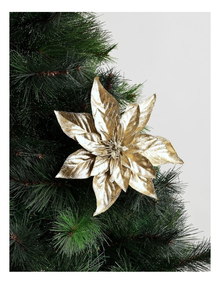 Luxe Foil Faux Poinsettia & Gems Clip Ornament image 1