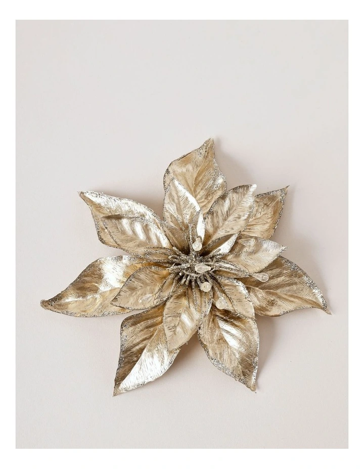 Luxe Foil Faux Poinsettia & Gems Clip Ornament image 2