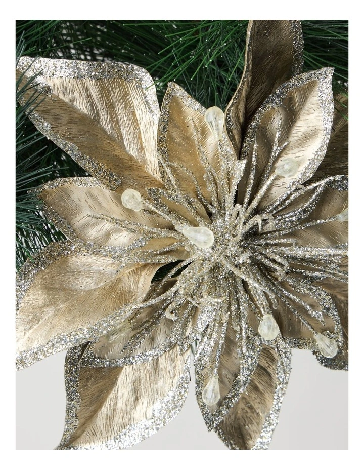 Luxe Christmas Foil Faux Poinsettia & Gems Clip Ornament image 2