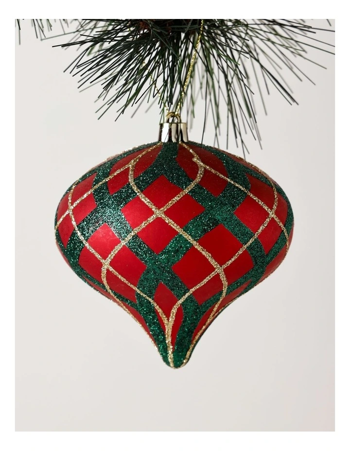 Heirloom Christmas Glitter Plaid Onion Hanging Ornament image 1