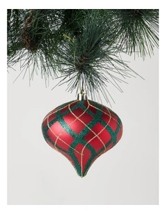 Heirloom Christmas Glitter Plaid Onion Hanging Ornament