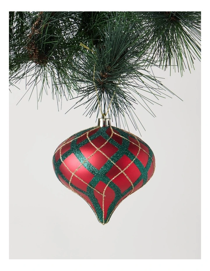 Heirloom Christmas Glitter Plaid Onion Hanging Ornament image 1