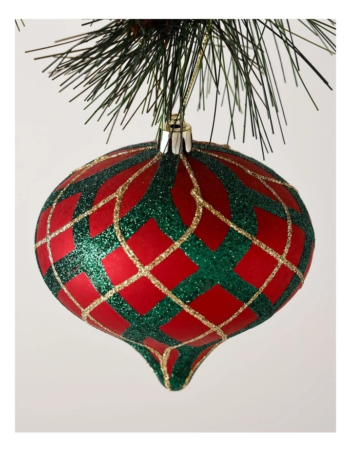 Heirloom Christmas Glitter Plaid Onion Hanging Ornament image 2