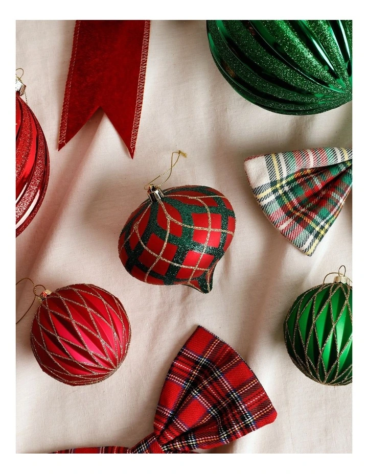 Heirloom Christmas Glitter Plaid Onion Hanging Ornament image 3