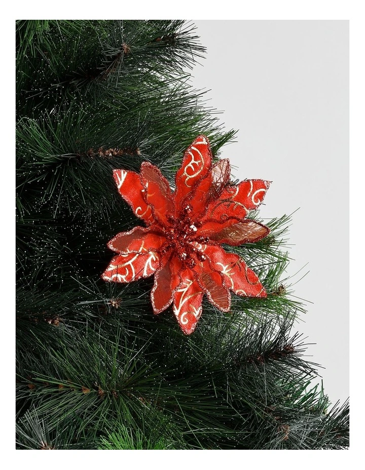 Heirloom Christmas Velvet & Mesh Flower Clip Decoration image 1