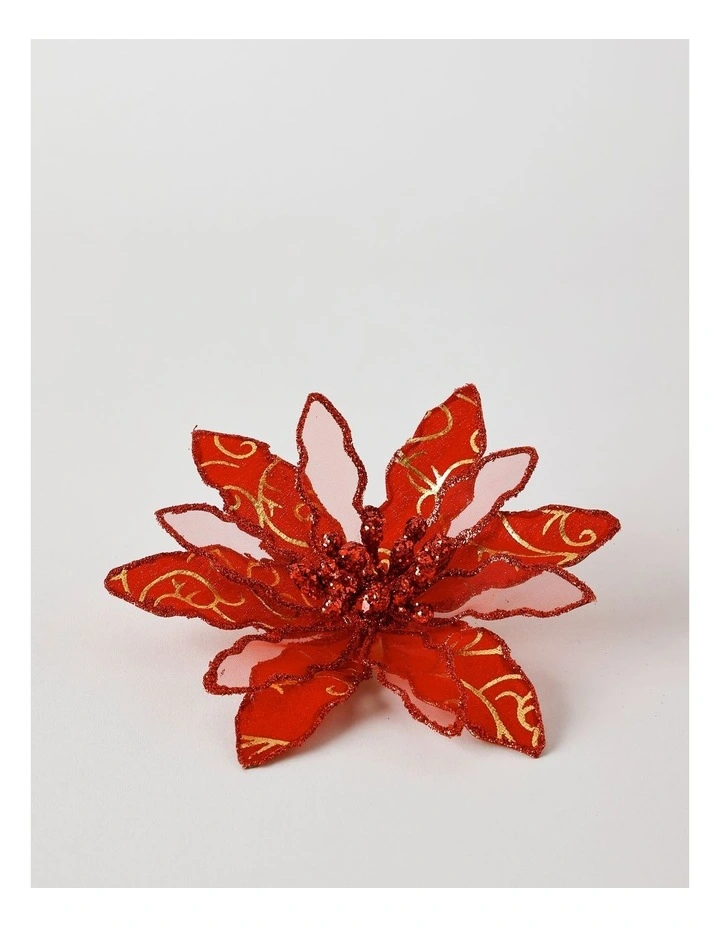 Heirloom Christmas Velvet & Mesh Flower Clip Decoration image 2