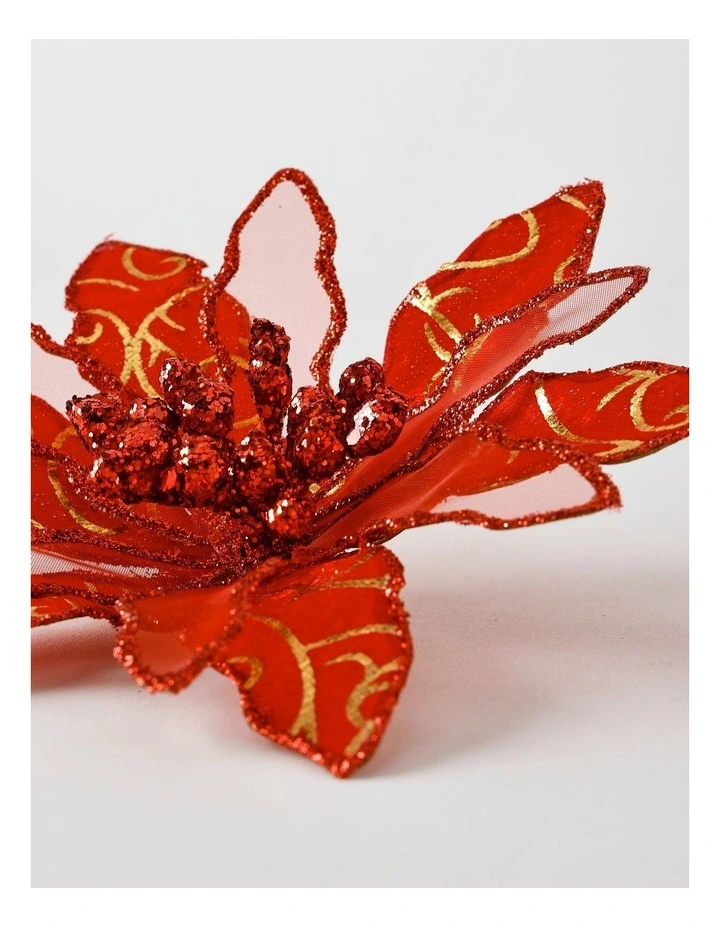 Heirloom Christmas Velvet & Mesh Flower Clip Decoration image 3