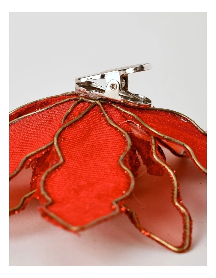 Heirloom Christmas Velvet & Mesh Flower Clip Decoration image 4