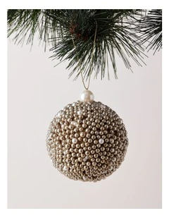 Luxe Christmas Plastic Glittered Bead Bauble OrnamentChampagne: 8cm