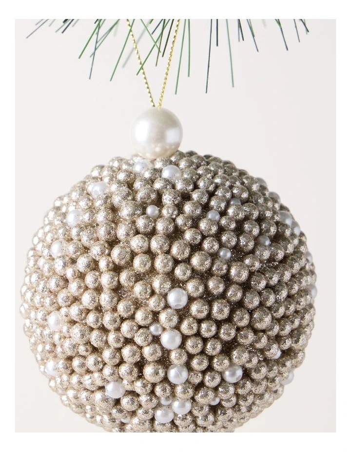 Luxe Christmas Plastic Glittered Bead Bauble OrnamentChampagne: 8cm image 2