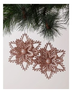 Luxe Christmas Glitter Plastic Layered Snowflake 14cm in Pink